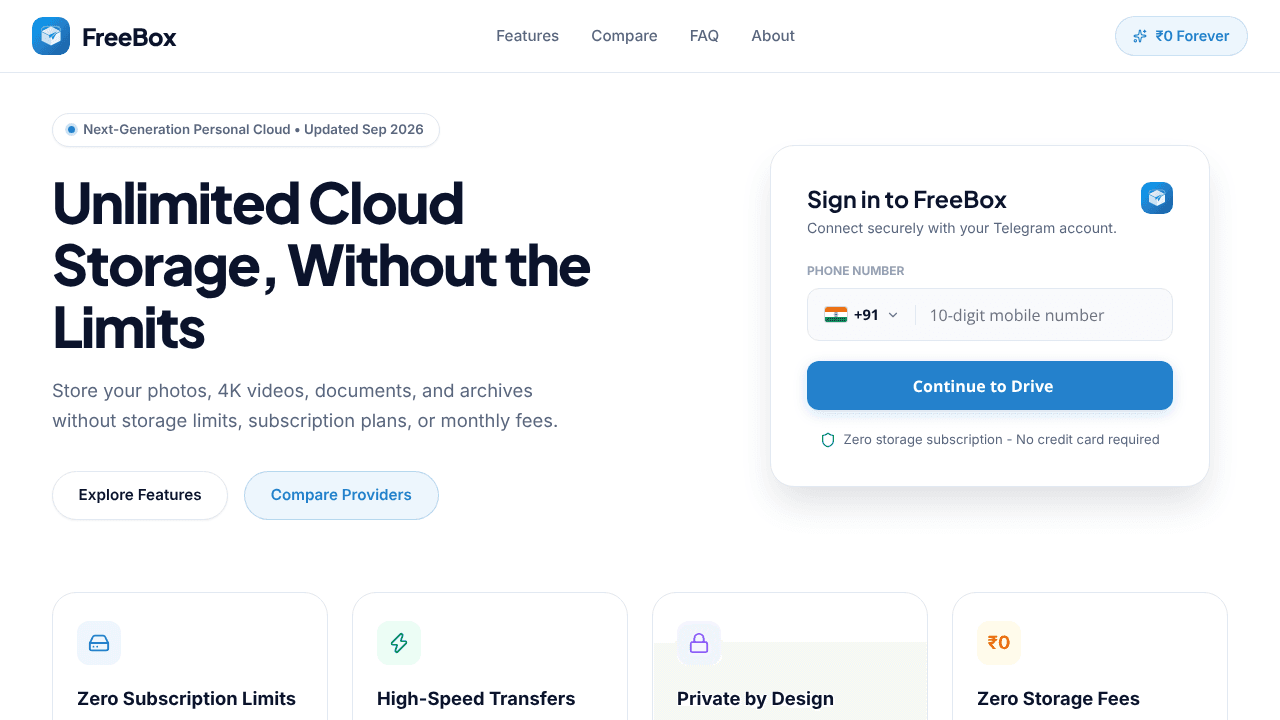 FreeBox website screenshot