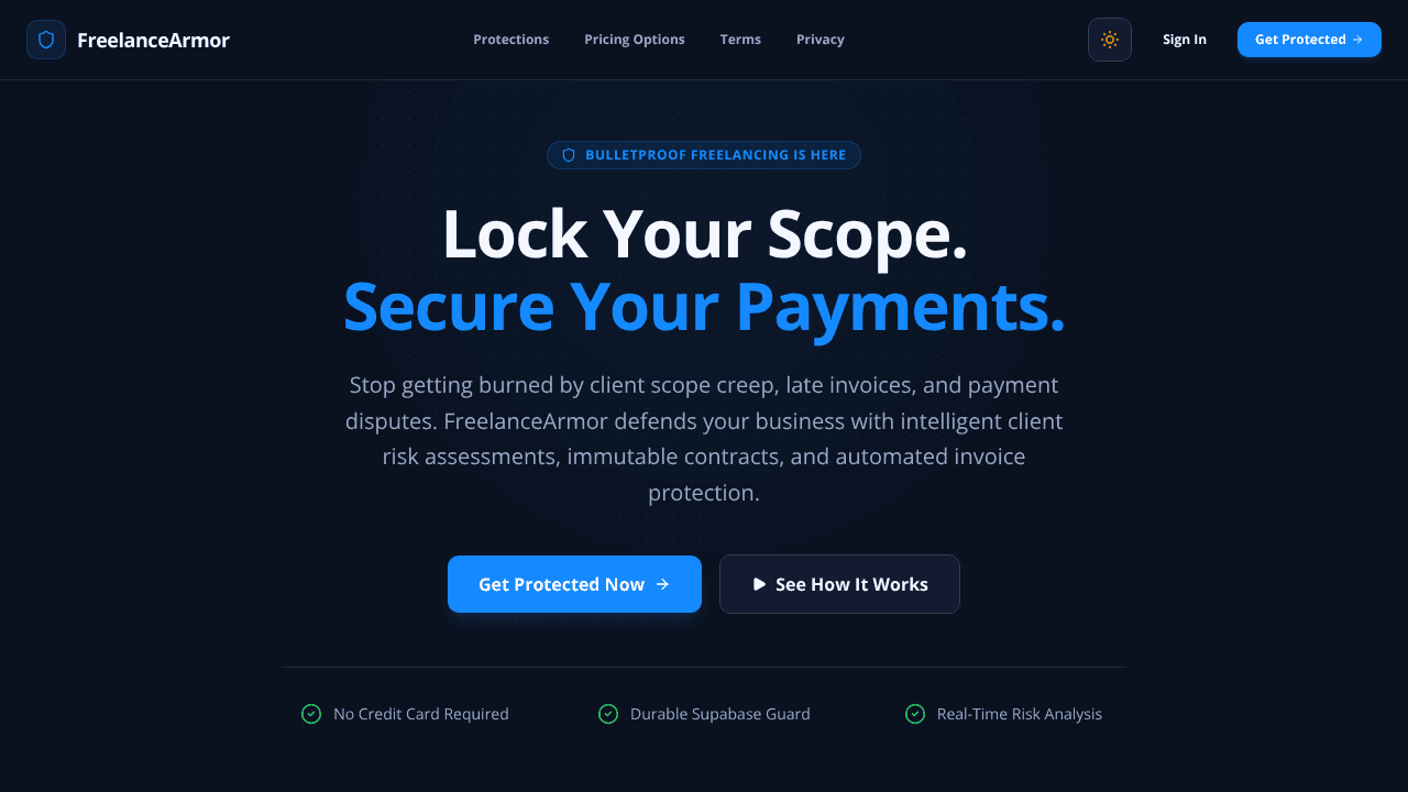 FreelanceArmor website screenshot