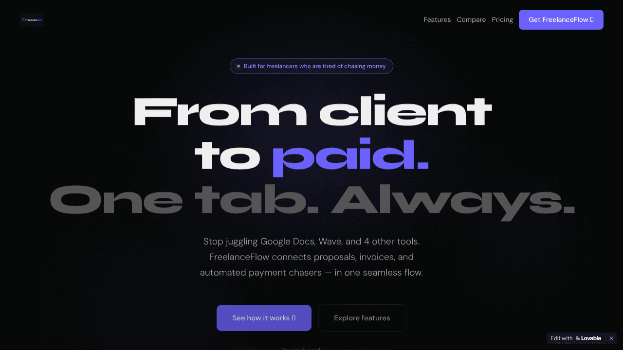 FreelanceFlow — From Client to Paid website screenshot