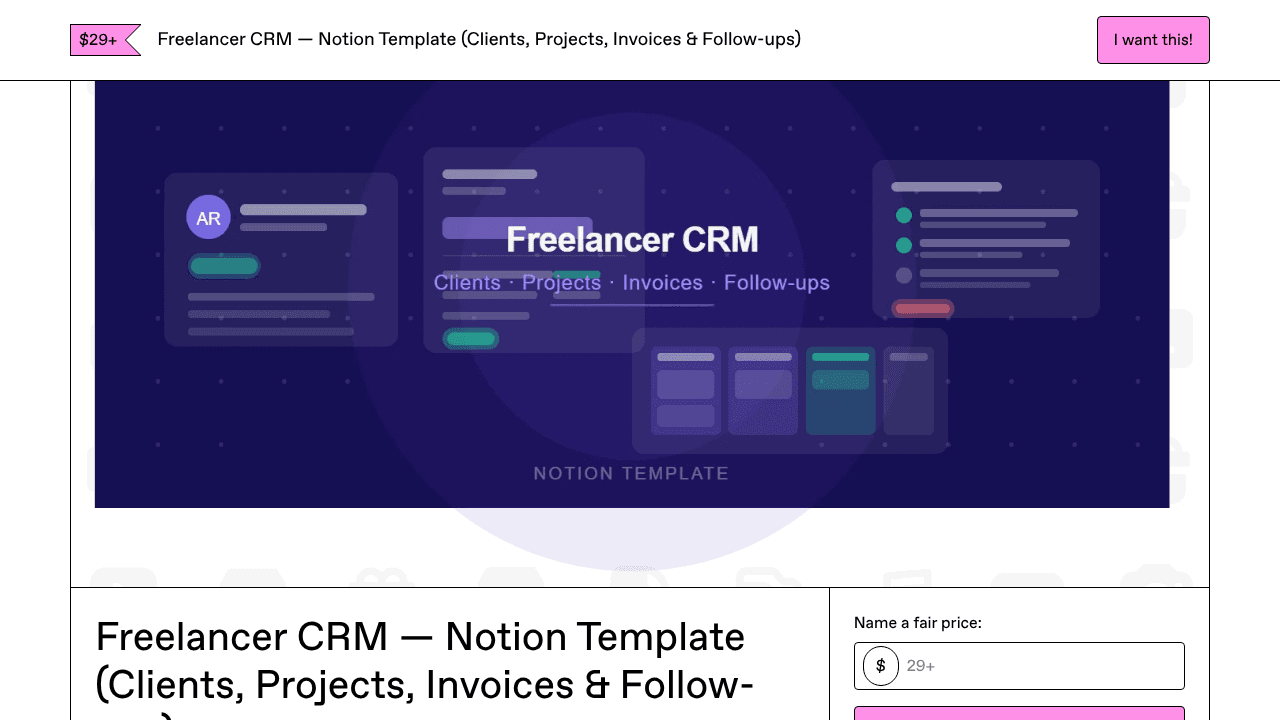 Freelancer CRM  website screenshot