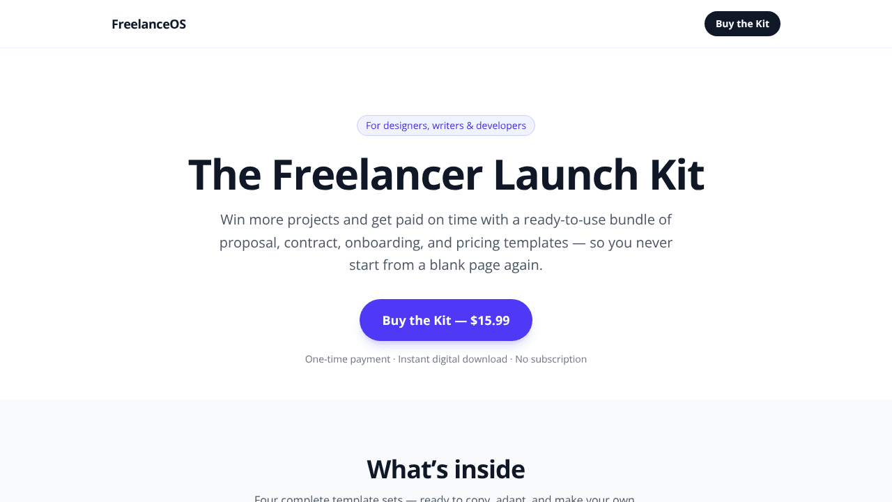 Freelancer Launch Kit  website screenshot