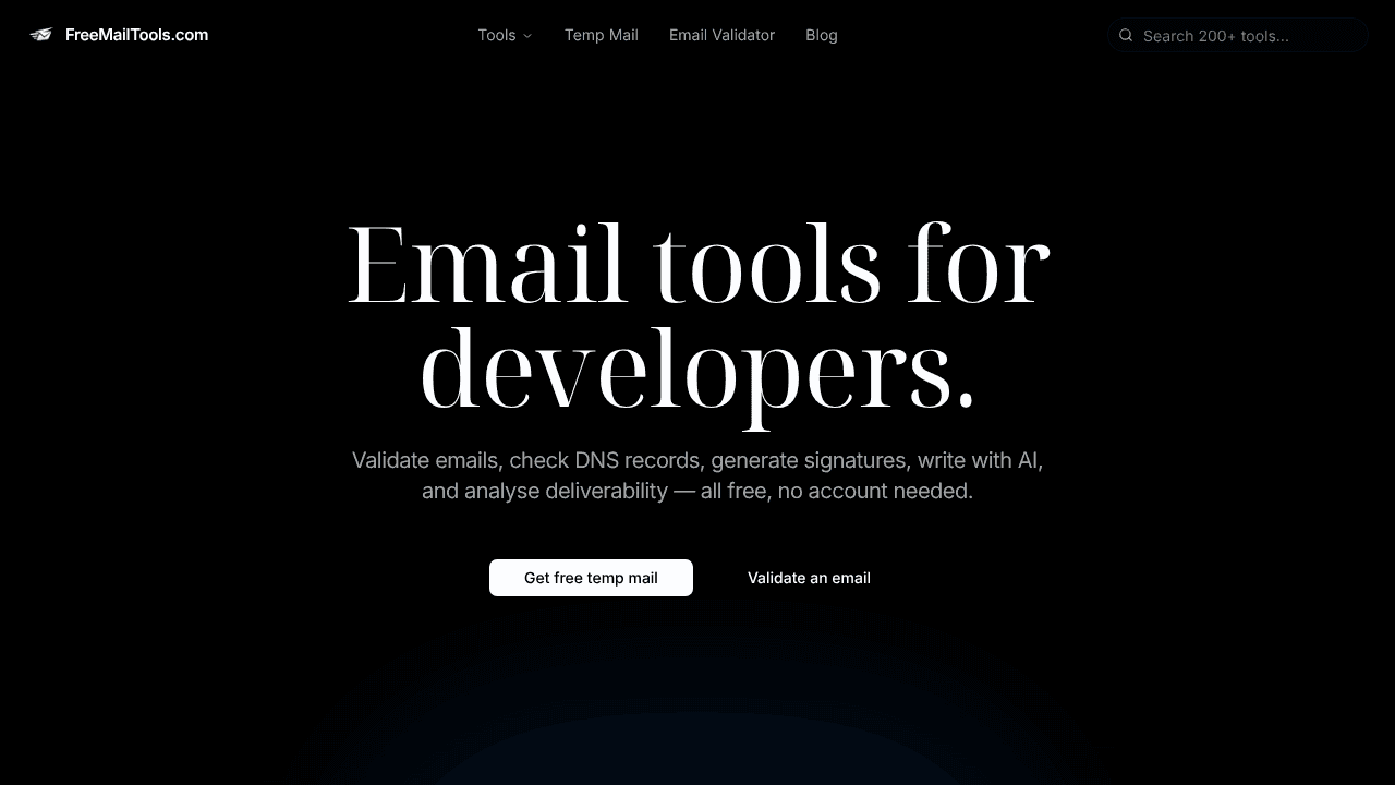 FreeMailTools website screenshot