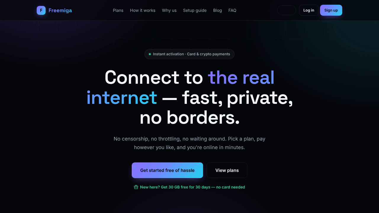 Freemiga website screenshot