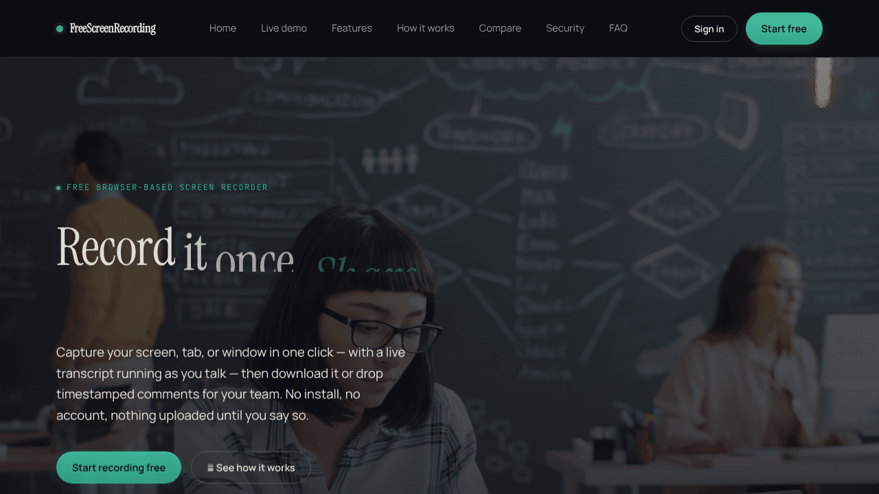FreeScreenRecording website screenshot