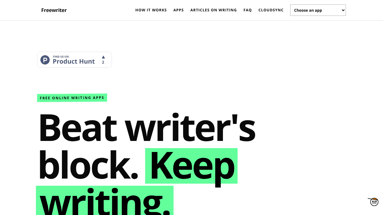 Freewriter website screenshot