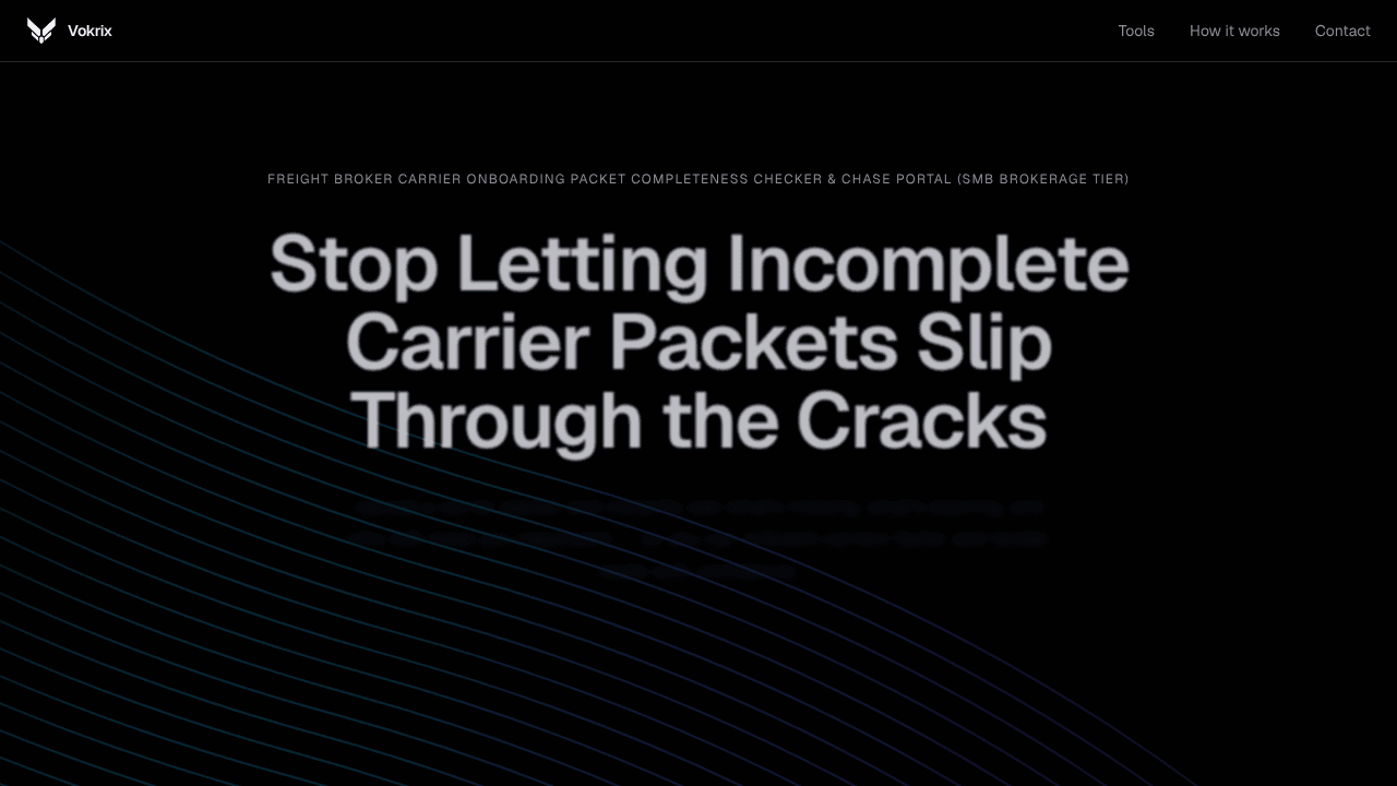 Freight Broker Carrier Onboarding Check website screenshot