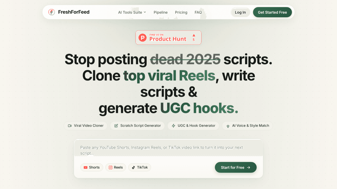 FreshForFeed website screenshot