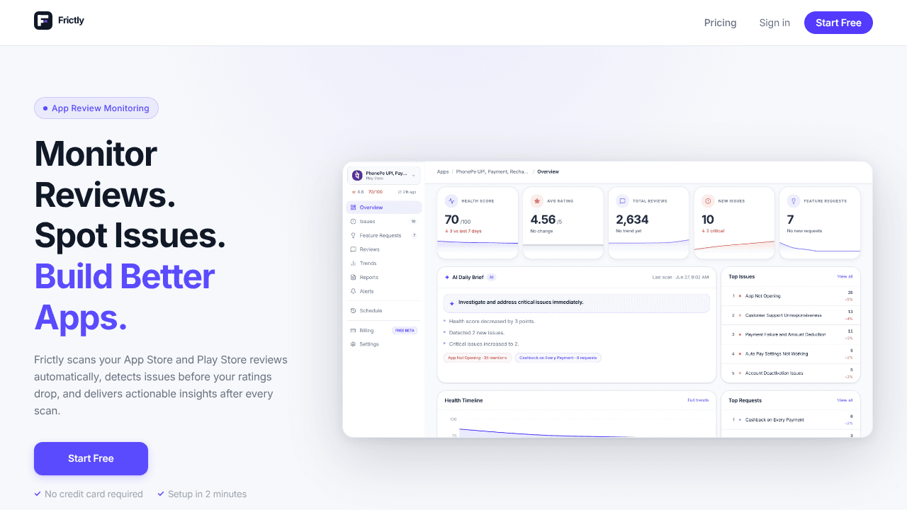 Frictly website screenshot