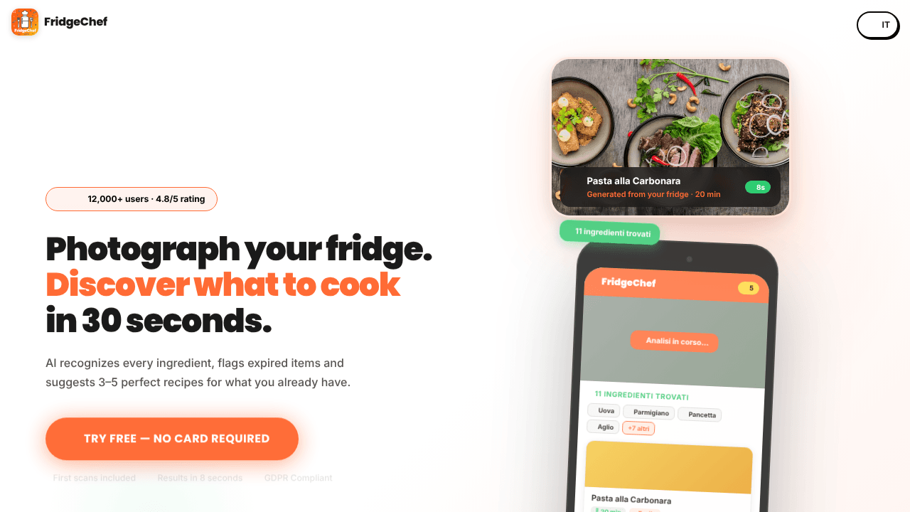 FridgeChef website screenshot