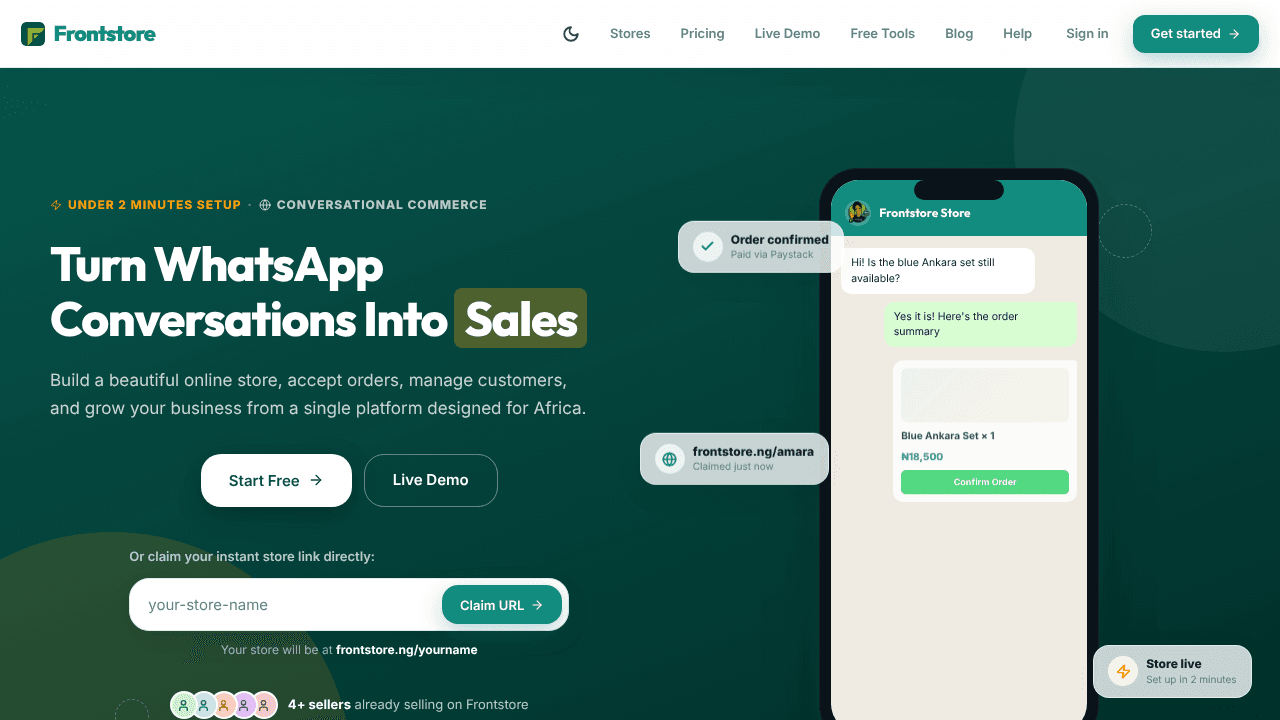 Frontstore website screenshot