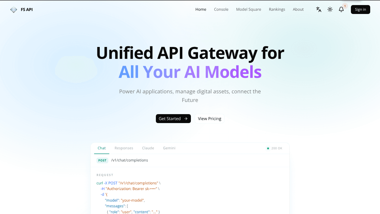 FS API website screenshot