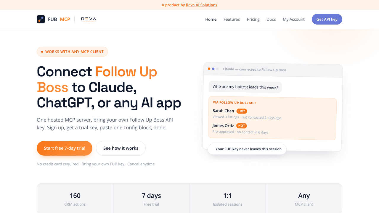FUB MCP website screenshot