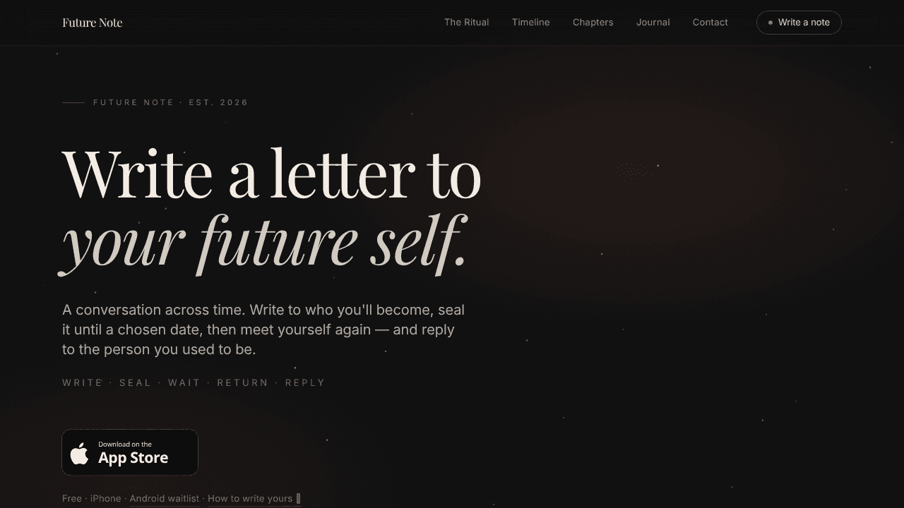 Future Note website screenshot