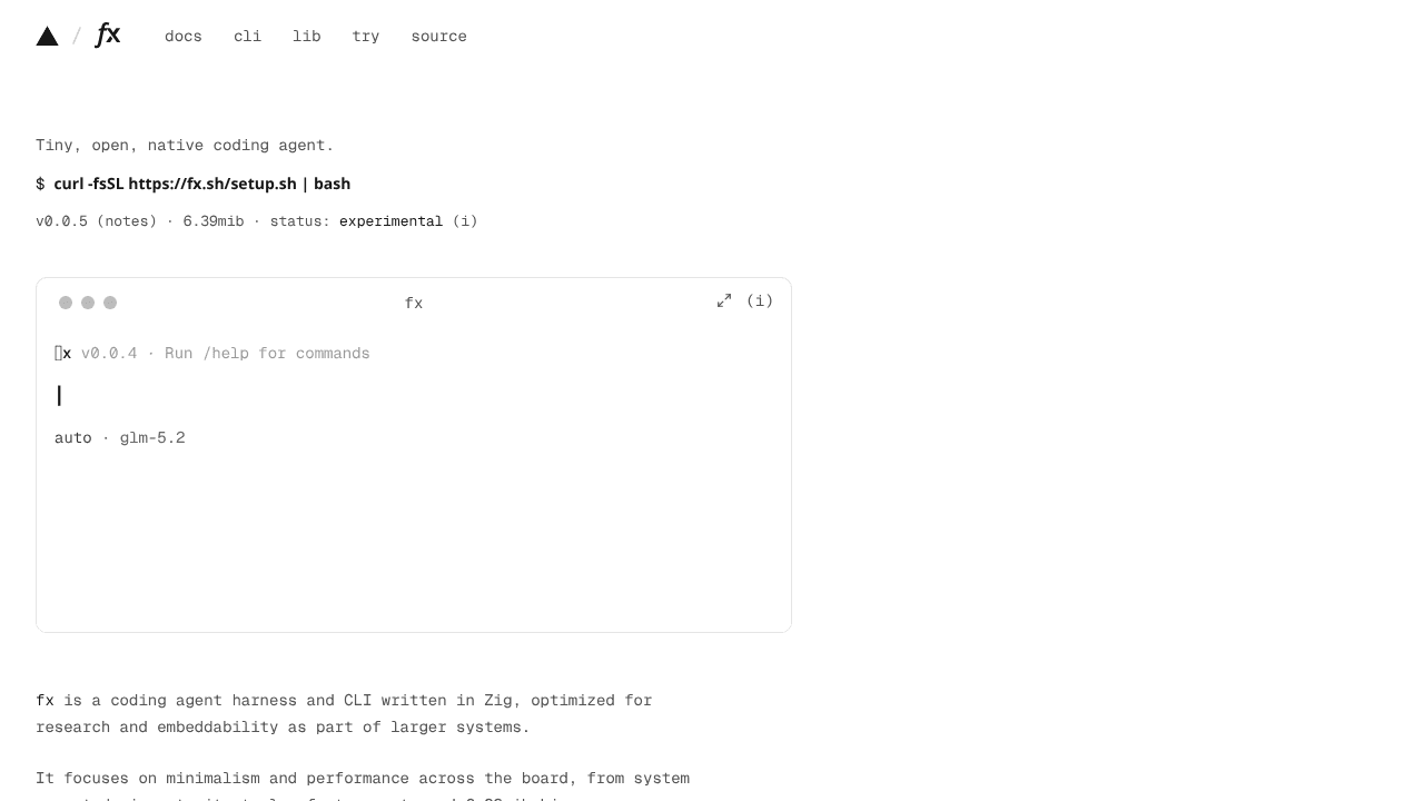 fx (by Vercel) website screenshot