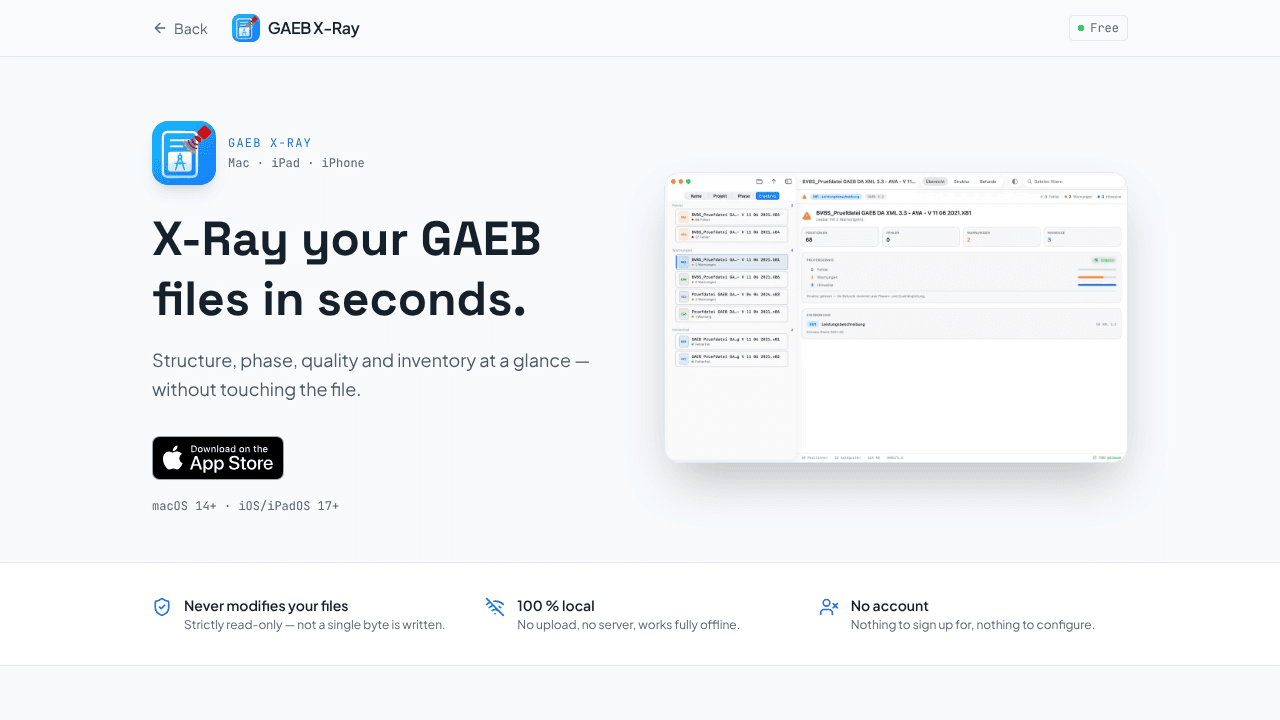 GAEB X-Ray website screenshot