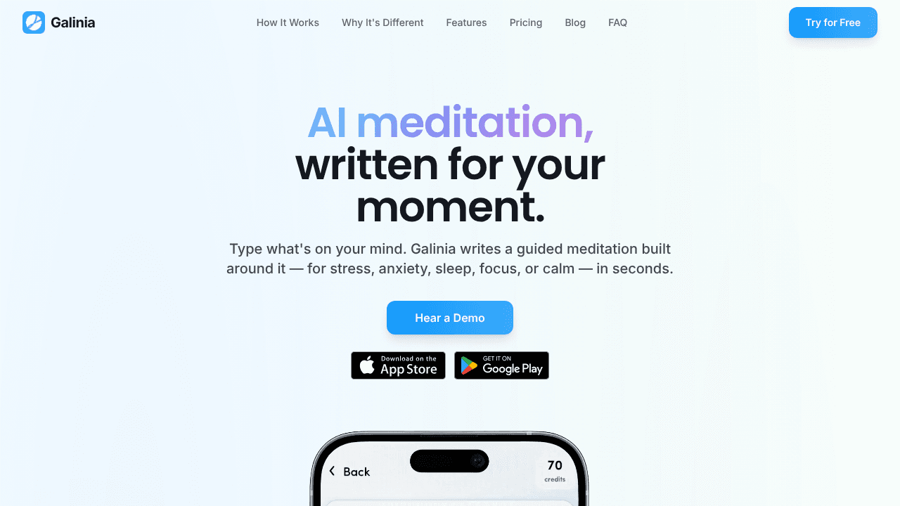 Galinia website screenshot