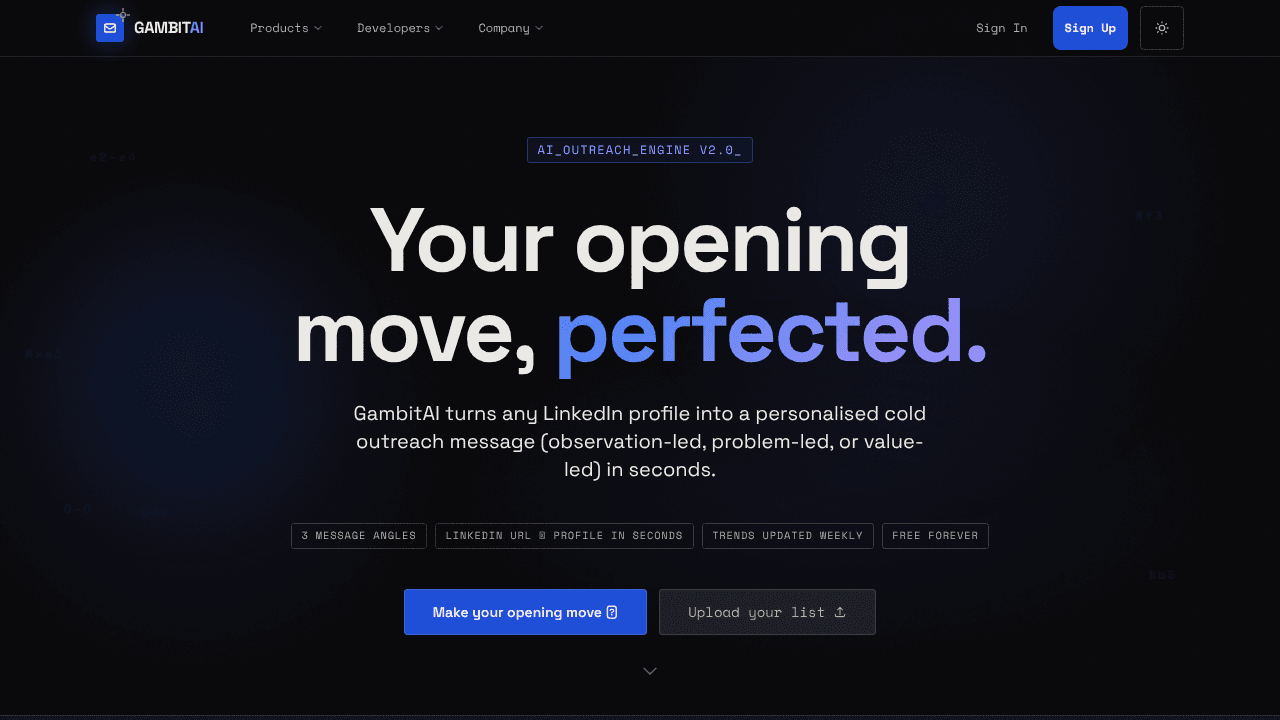 GambitAi website screenshot