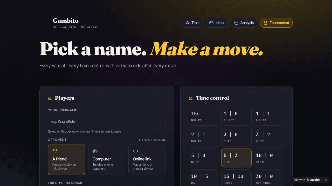 Gambito website screenshot