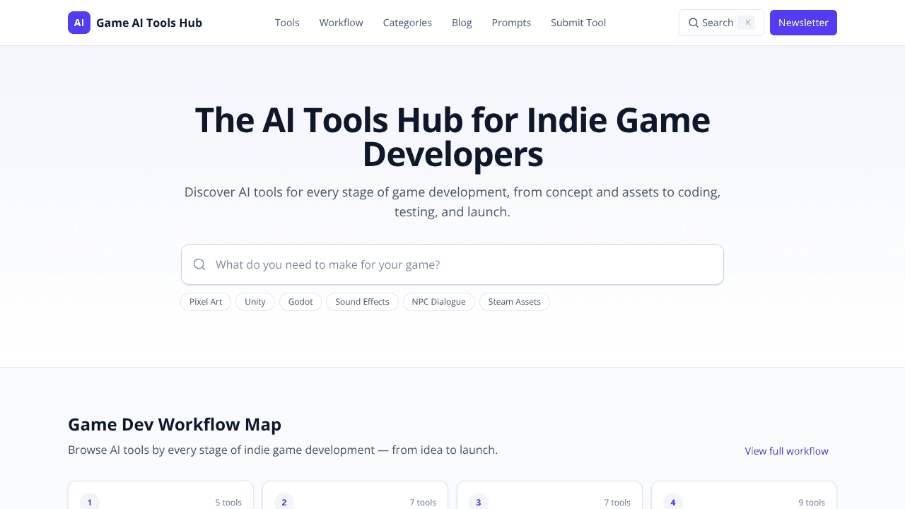 Game AI Tools website screenshot