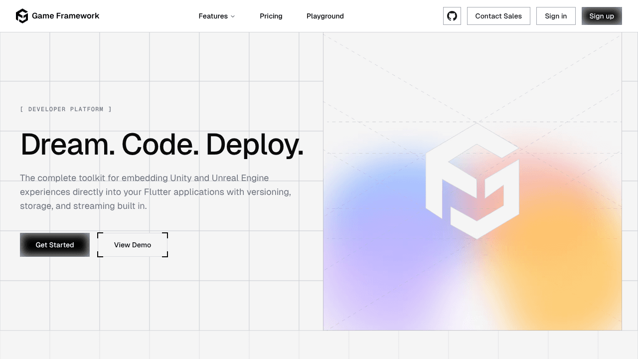 Game Framework website screenshot