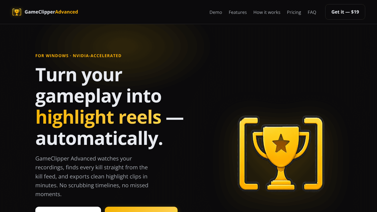 GameClipper Advanced website screenshot