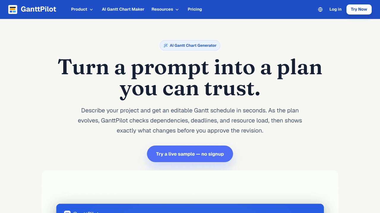 GanttPilot website screenshot