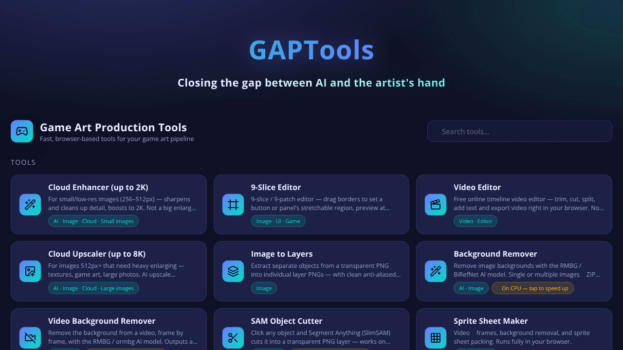 GAPTools website screenshot