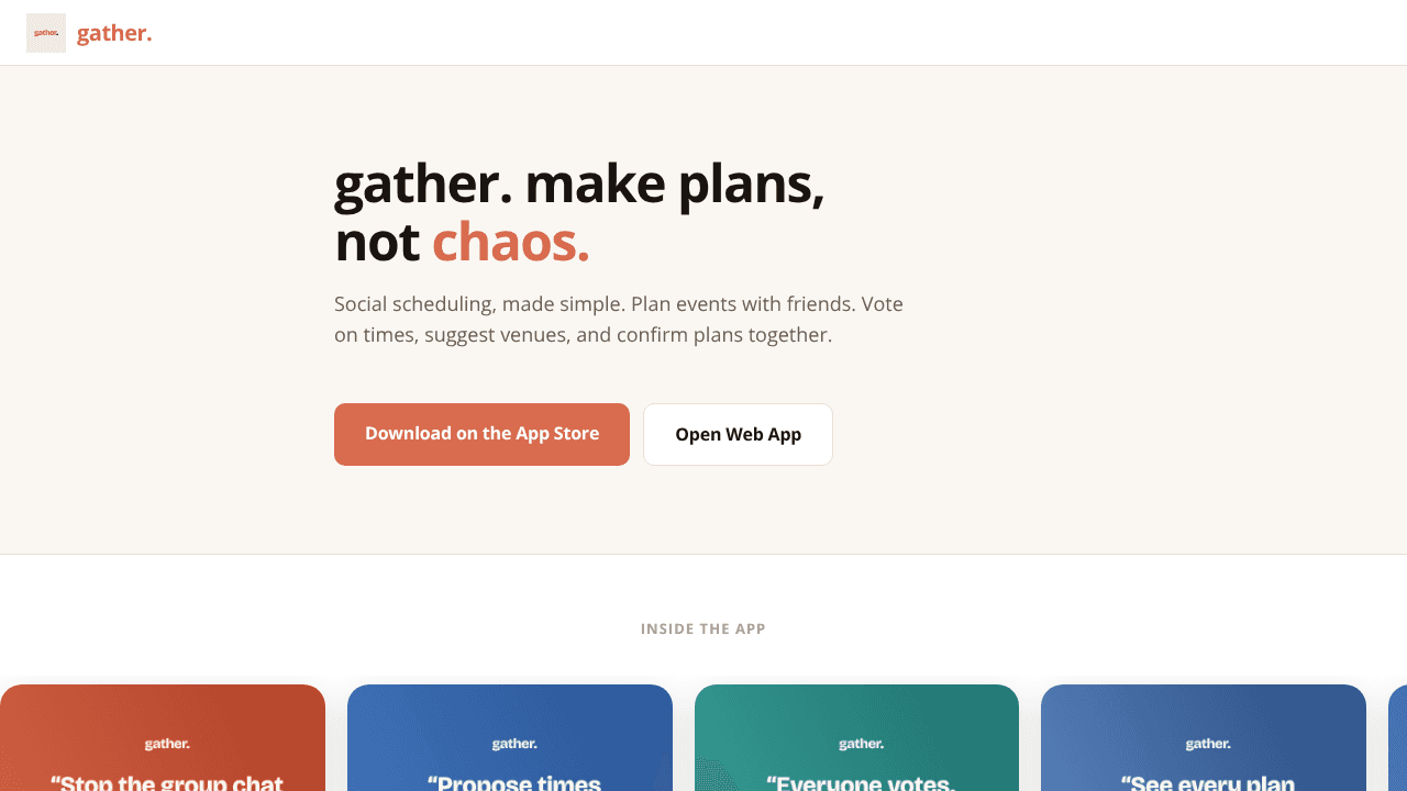 gather. website screenshot
