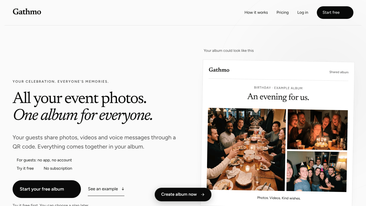 Gathmo website screenshot