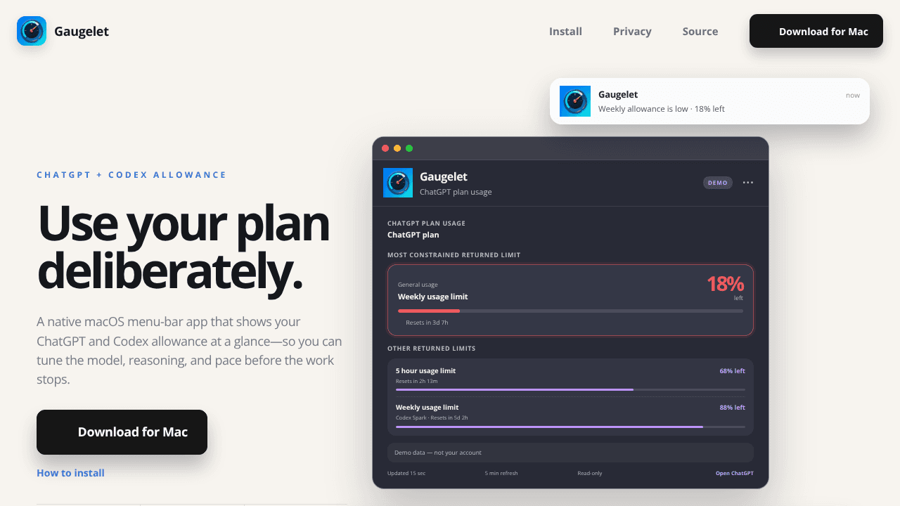 Gaugelet website screenshot
