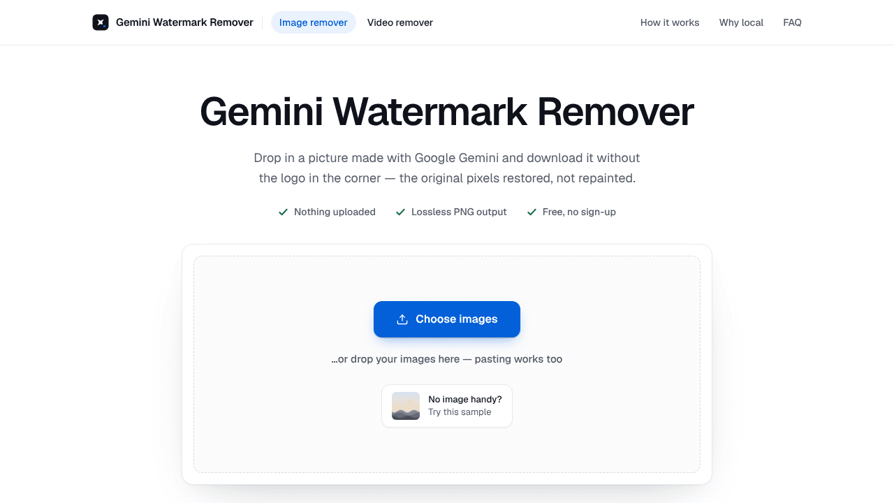 Gemini Watermark Remover website screenshot