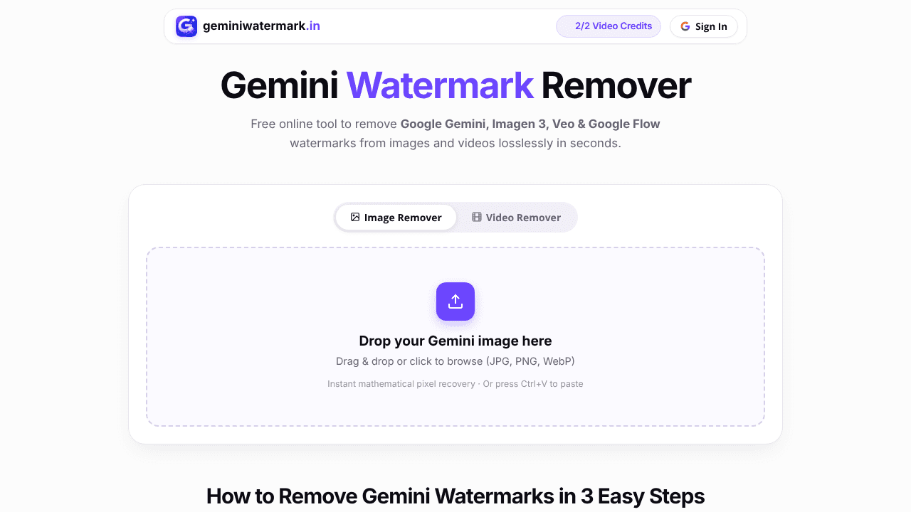 Gemini Watermark Remover website screenshot