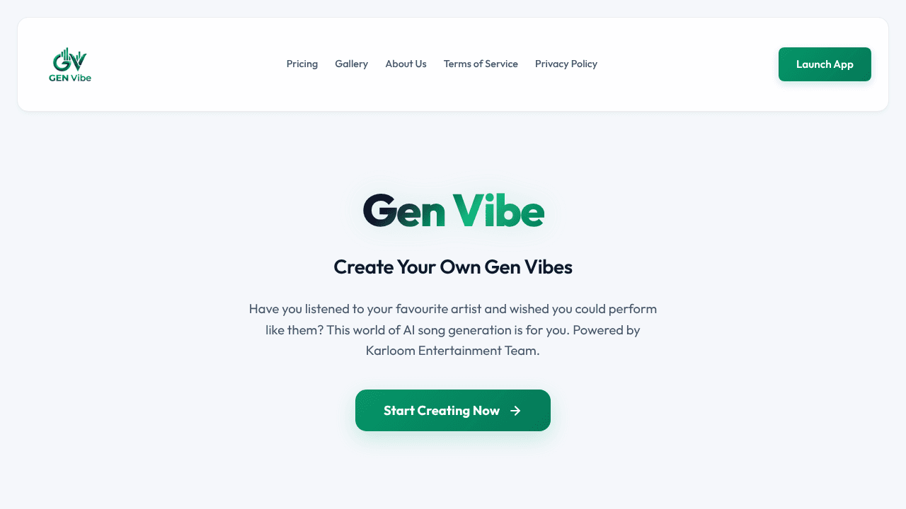 Gen Vibe website screenshot
