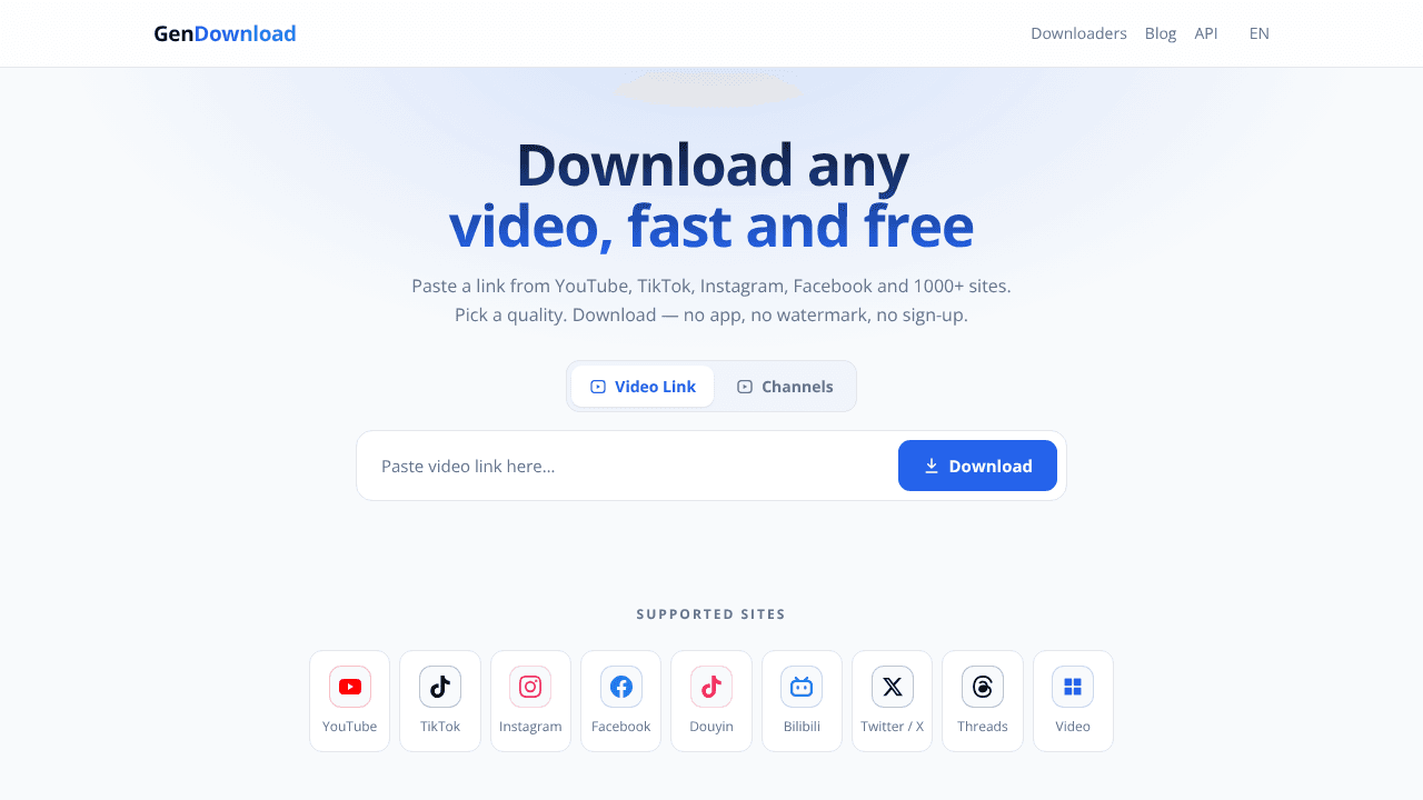 GenDownload website screenshot