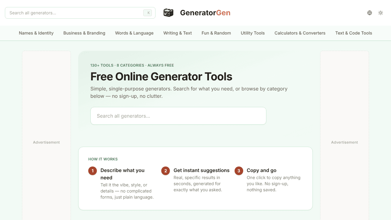GeneratorGen website screenshot