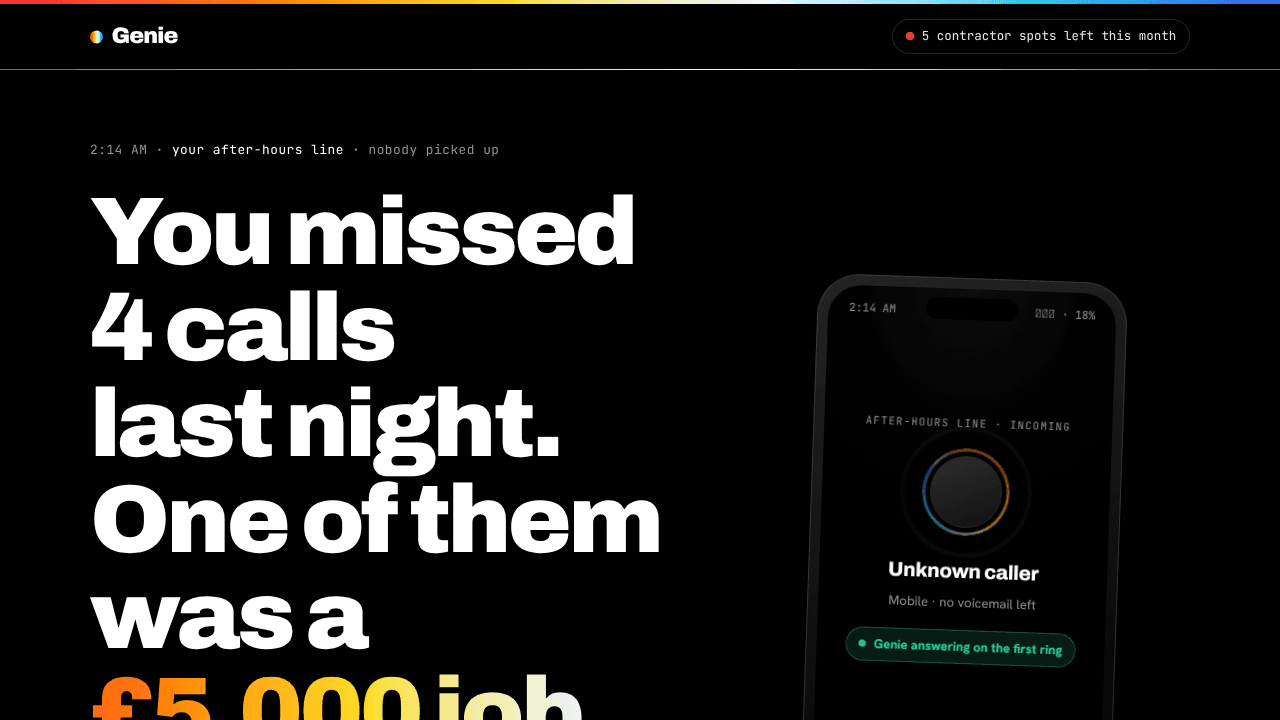 Genie website screenshot