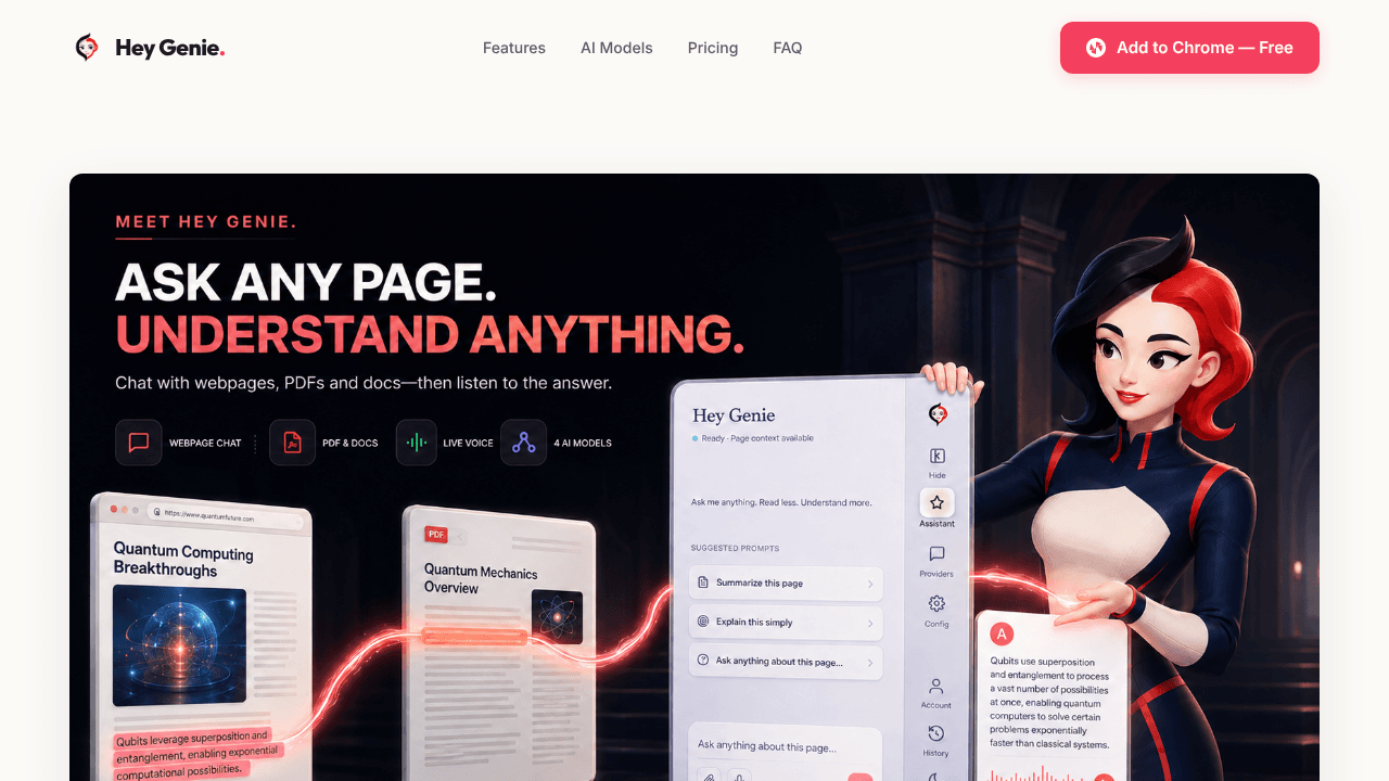 Genie AI Sidebar website screenshot