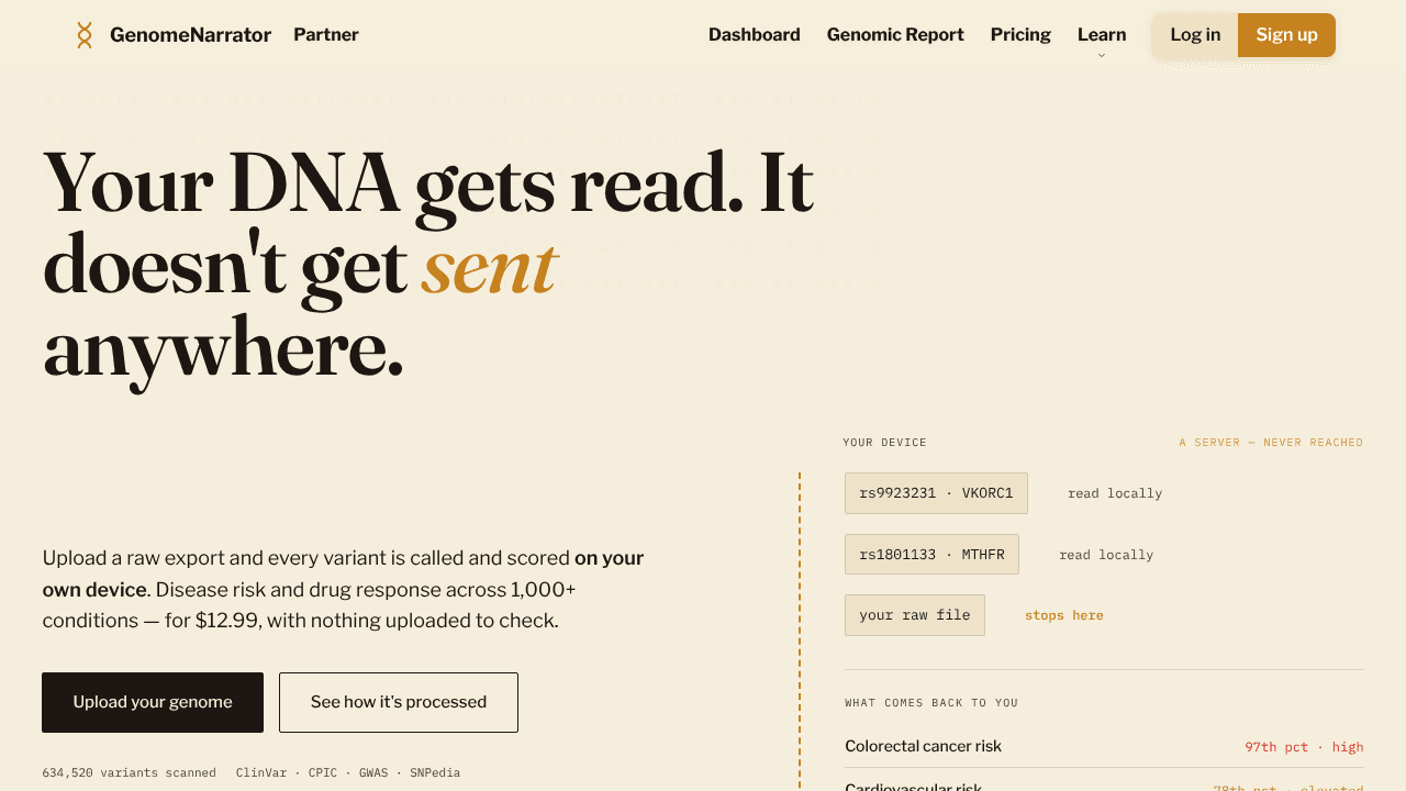 GenomeNarrator website screenshot