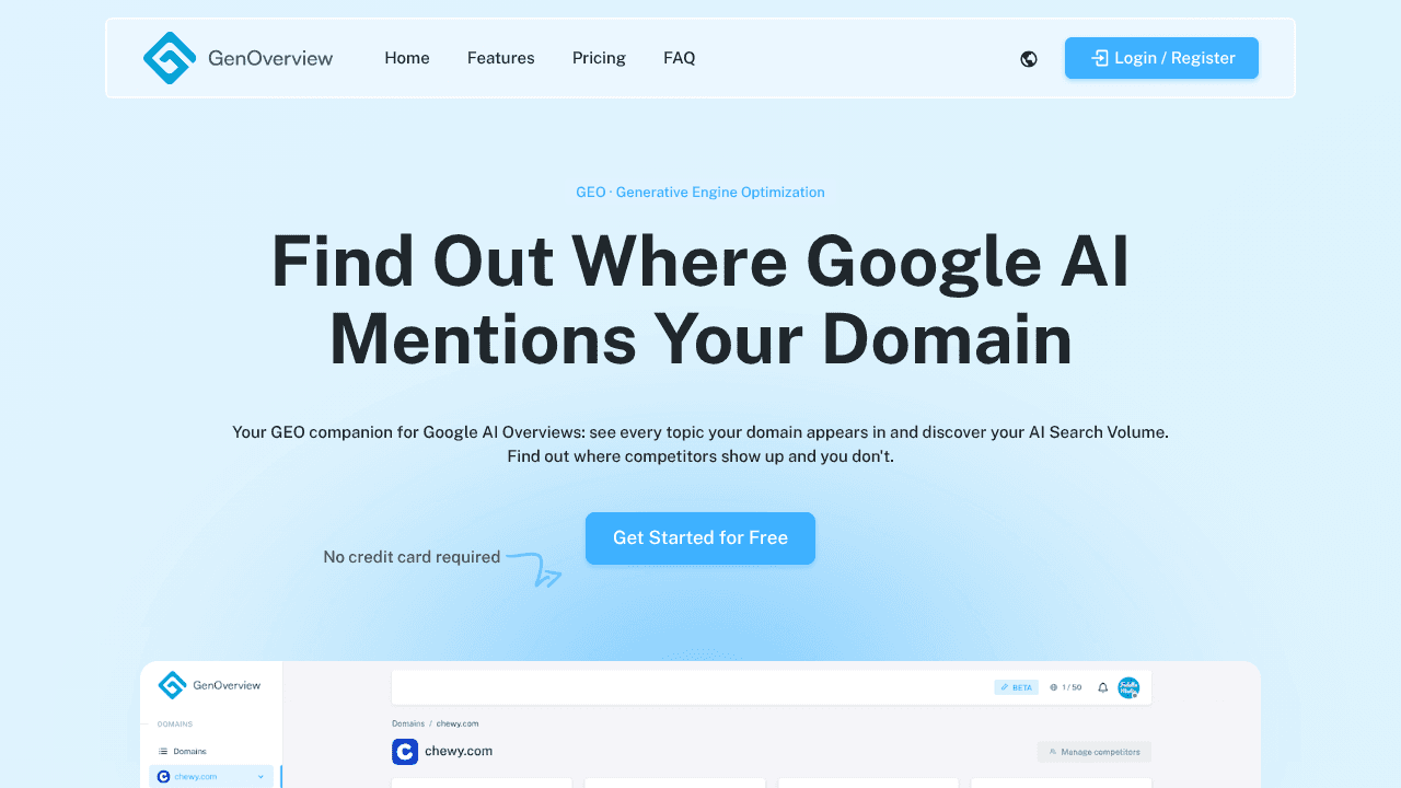 GenOverview website screenshot