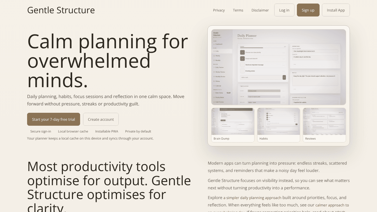 Gentle Structure website screenshot
