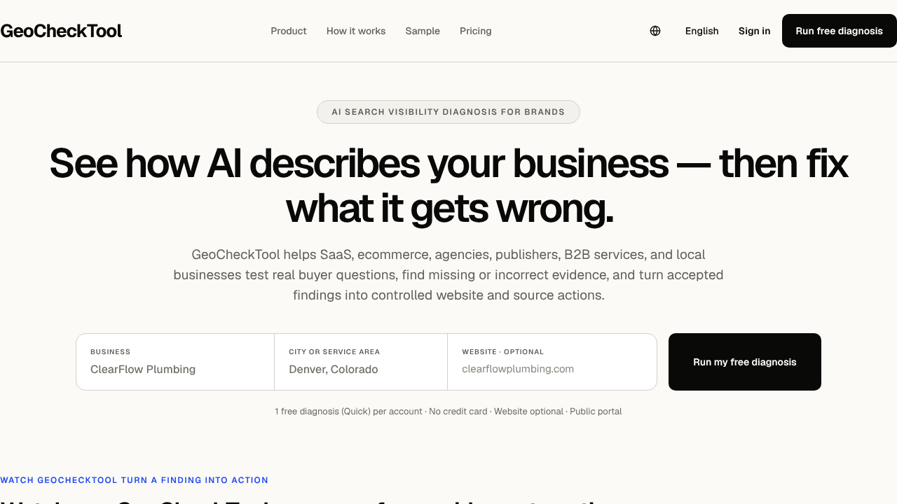 GeoCheckTool website screenshot
