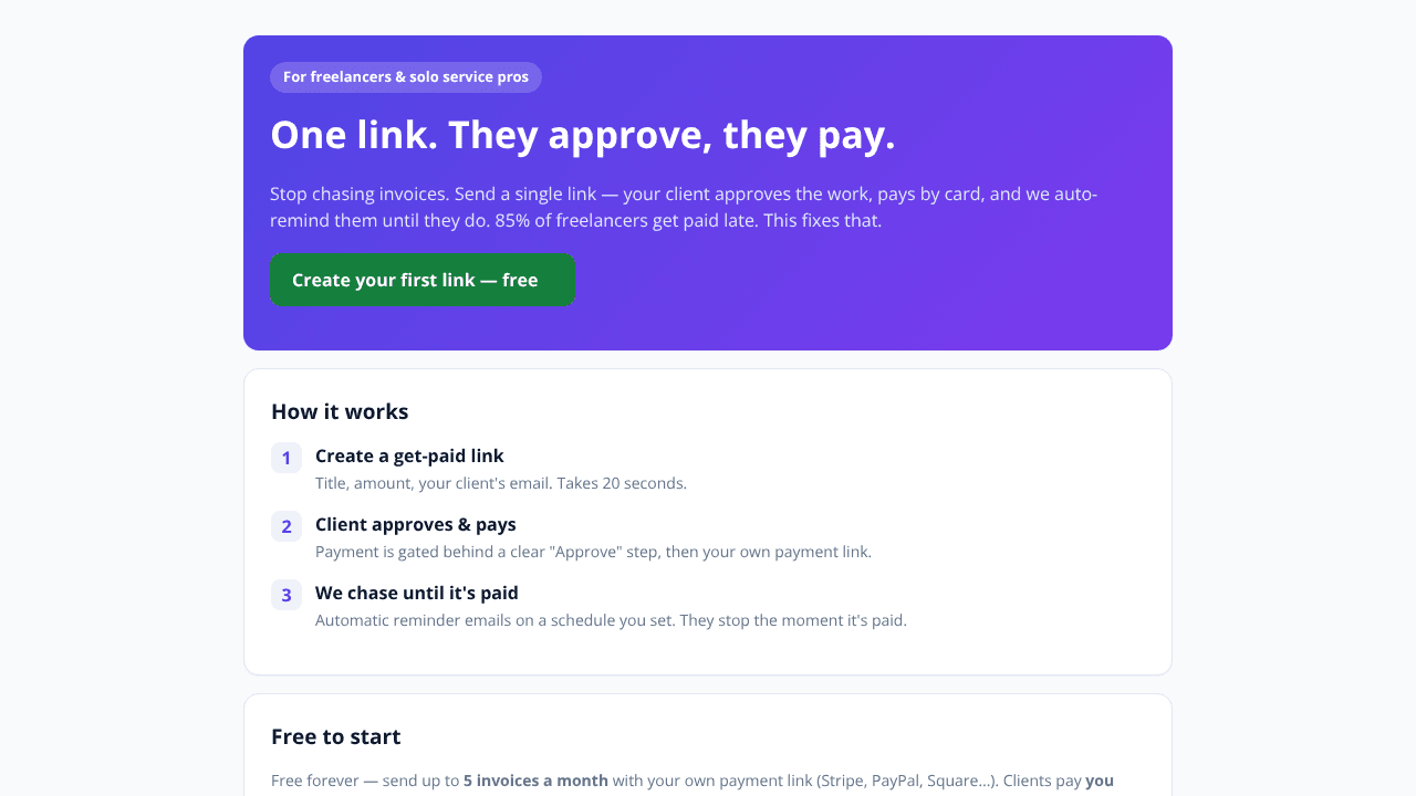 Get-Paid Link website screenshot