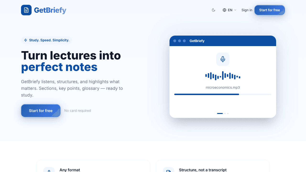 GetBriefy website screenshot