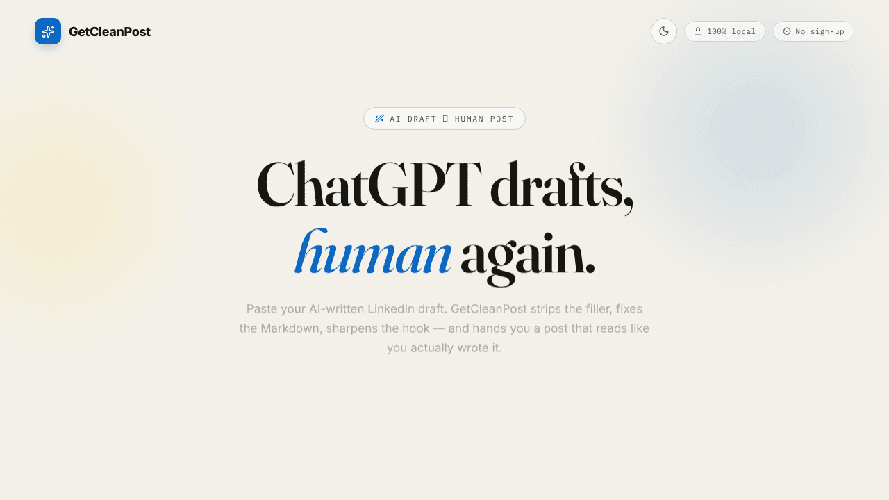GetCleanPost website screenshot