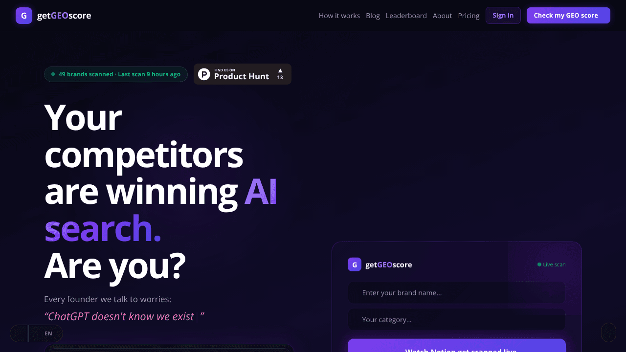 getGEOscore website screenshot