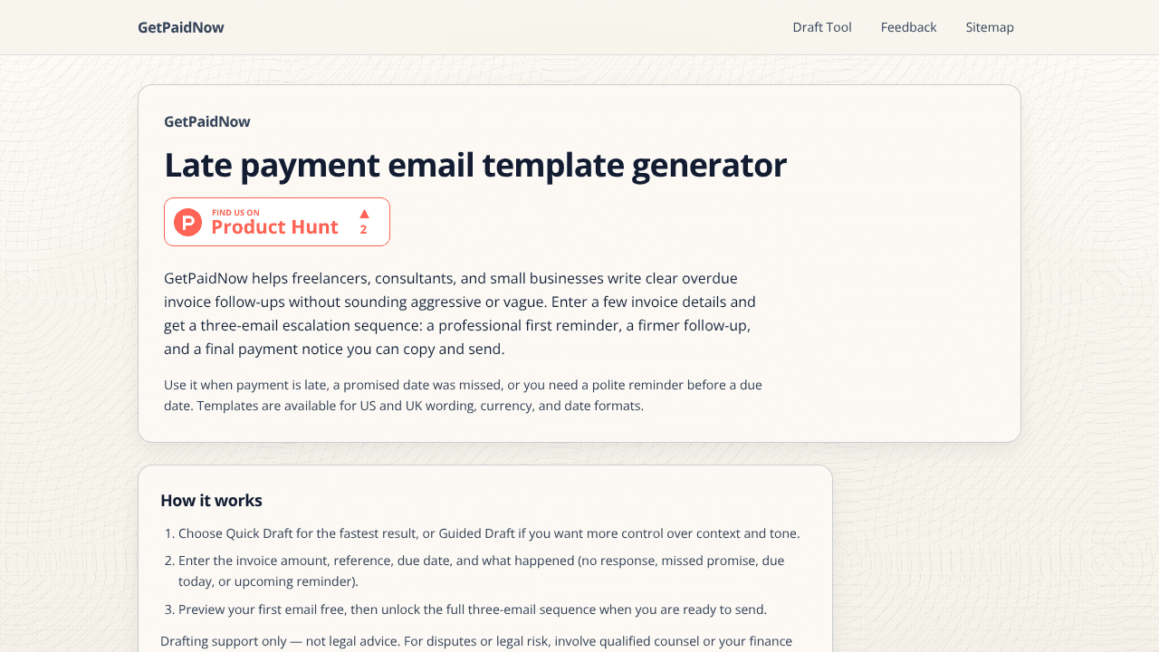 GetPaidNow website screenshot