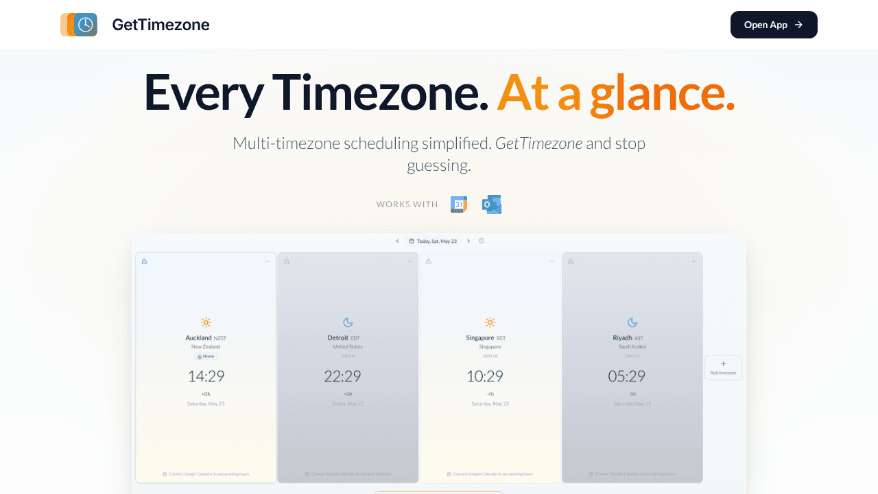 GetTimezone  website screenshot