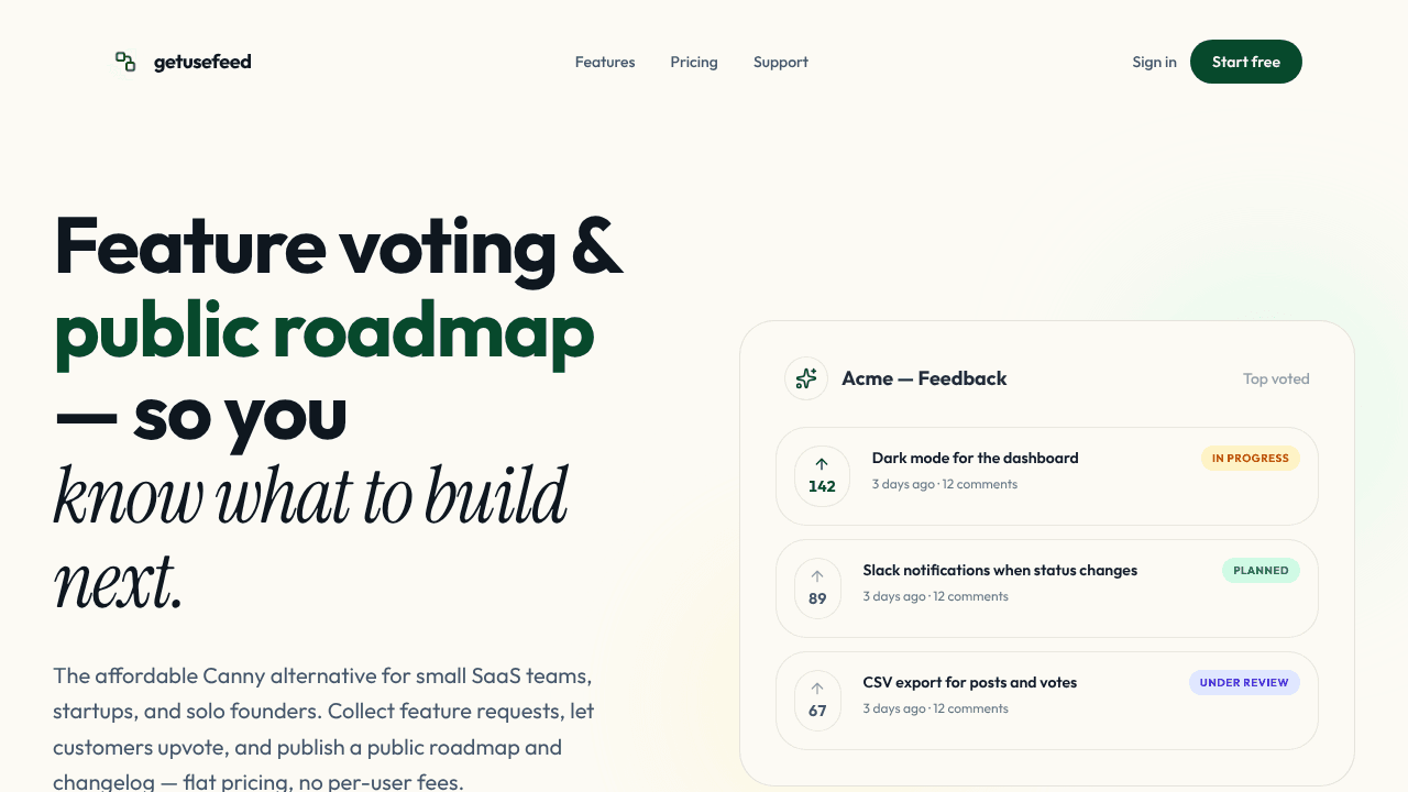 Getusefeed website screenshot
