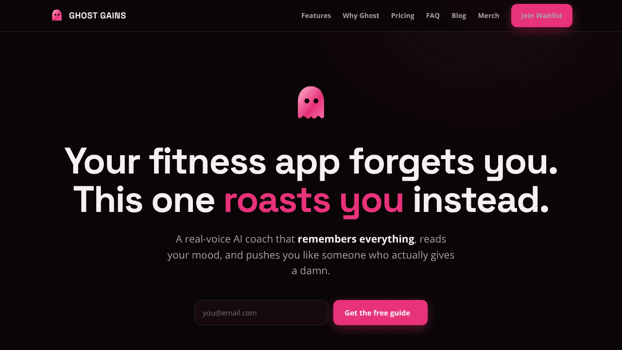 Ghost Gains website screenshot