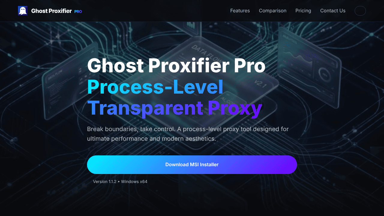 Ghost Proxifier Pro website screenshot